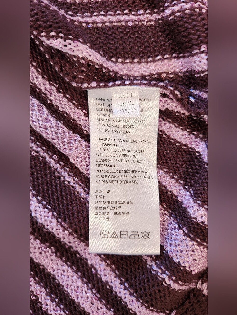 Free People Beach Bash Sweater Plum Chocolate Sequined Striped Size XL - Picture 12 of 15